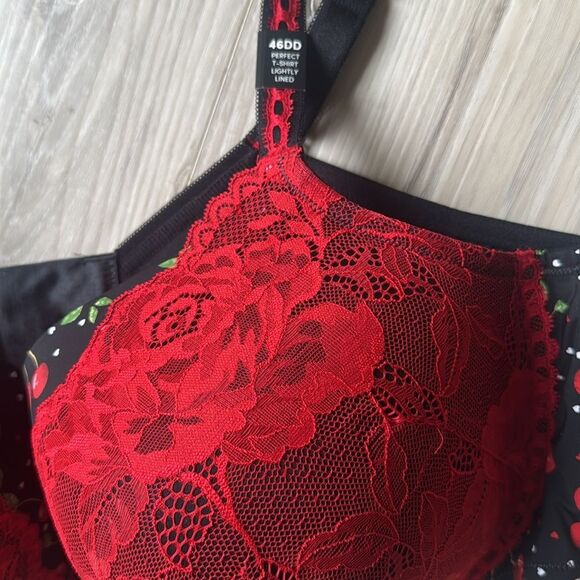 NWT Perfect T-Shirt Bra Very Cherry Rich Black 46DD - Picture 10 of 10